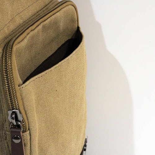 Miniatura 6 de SULFUR - Mochila cruzada duradera de cuero de lona para viajes, campamento y al aire libre, mochila para hombres y mujeres, Caqui, Mochila
