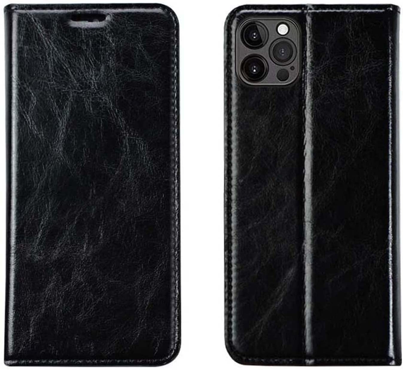 Étui portefeuille iPhone 12 Pro protection intégrale anti-choc noir