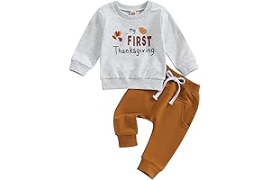 YOKJZJD My First Thanksgiving Turkey Shirt and Pant Set