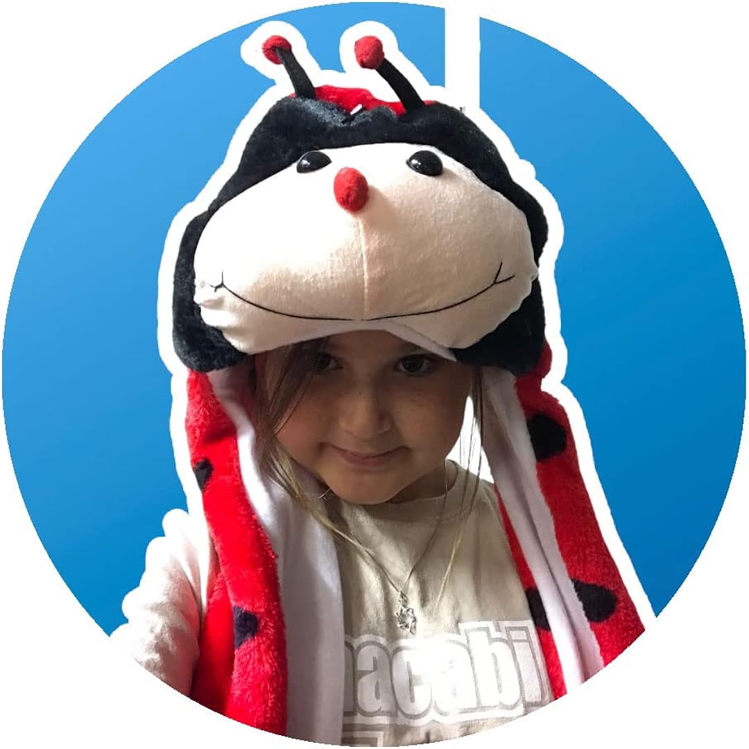 Silver Fever¨ Plush Soft Animal Beanie Hat with Built-in Earmuffs, Scarf, Gloves (Lady Bug) : Clothing, Shoes & Jewelry