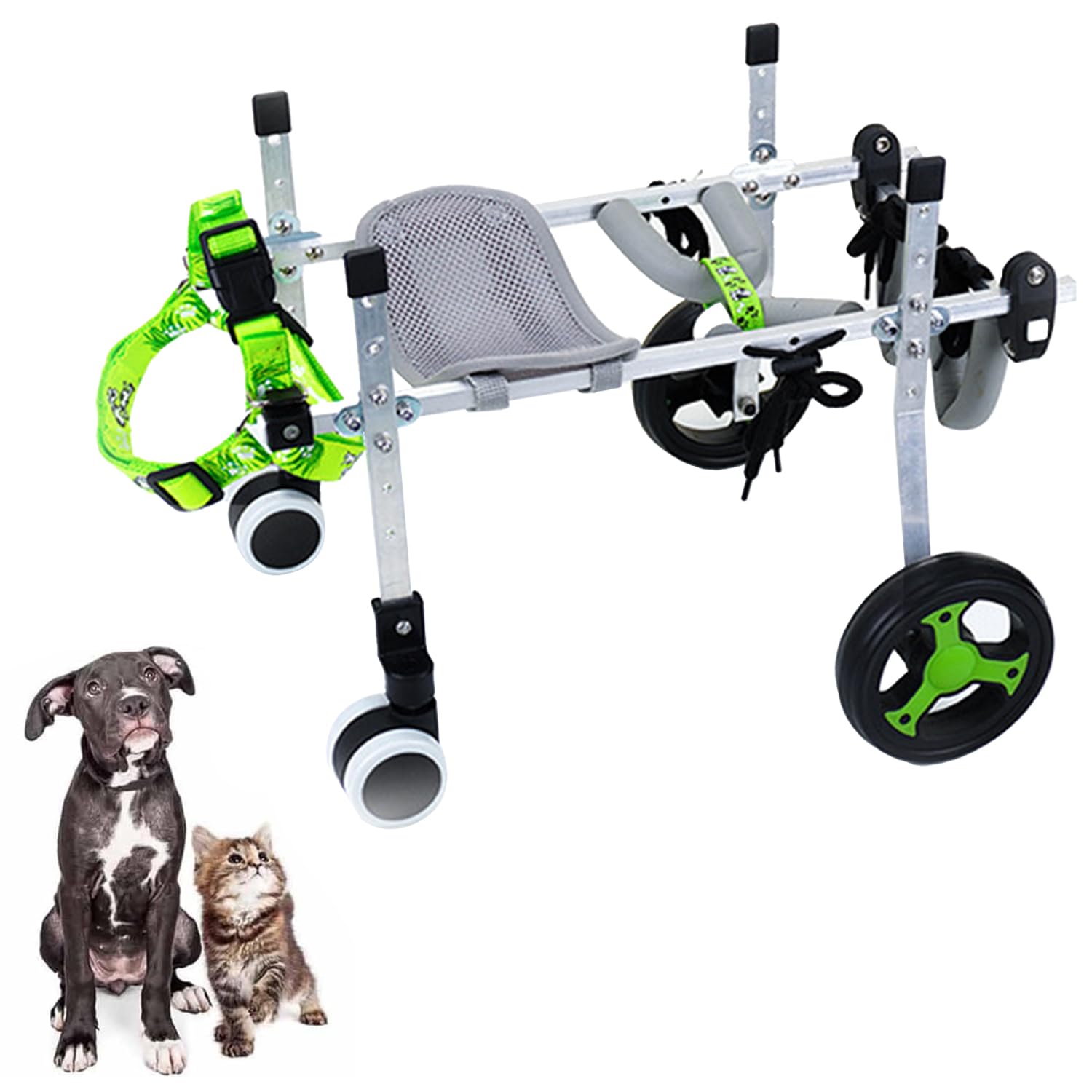Silla De Ruedas Para Perros,Sillas Dos Ruedas,Ajustables Patas Traseras Mascotas PequeñAs,Ideal RehabilitacióN Piernas En Personas Mayores, Lesionadas,Con Artritis Con Perros,Gatos DéBiles(XS,Four whe