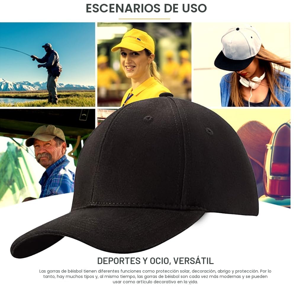 3 gorras de béisbol para hombre y mujer, 100% algodón, gorra de béisbol deportiva, casual, lisa, estilo polo clásico