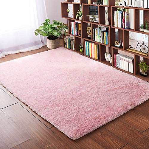 Softlife Fluffy Bedroom Area Rugs 4' x 5.3' Shaggy Rug for Girls Ba