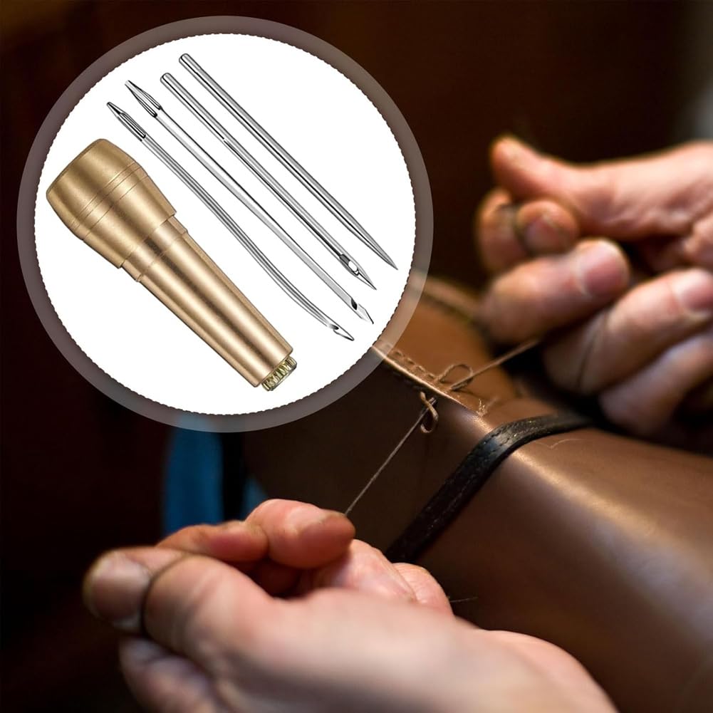Breeshy Leder-Nähkegel-Set, 52-Teilig, Gerade Nadel zum Ledernähen und Gebogene Häkelnadel zum Reparieren Von Schuhen Aus Segeltuch