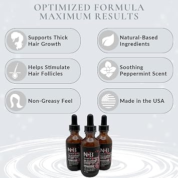 N+B Scalp Serum with Biotin, AnaGain & Baicapil, 2 oz, 3-Pack | Lightweight scalp serum with Biotin, AnaGain, Baicapil & Peppermint Oil for healthier-looking, fuller-looking hair daily