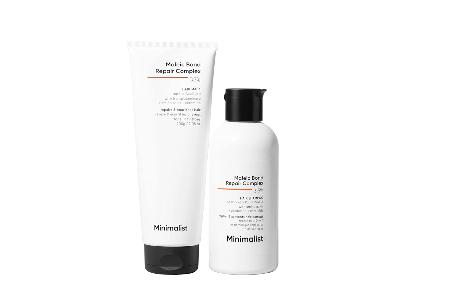 Minimalist Maleic Bond Repair Complex Shampoo & Conditioner Combo (Hair Shampoo & Mask) | Hair Care Kit | For Damaged, Dull and Dry Hair | For Women & Men Minimalist Maleic Bond Repair Complex Shampoo & Conditioner Combo (Hair Shampoo & Mask) | Hair Care Kit | For Damaged, Dull and Dry Hair | For Women & Men