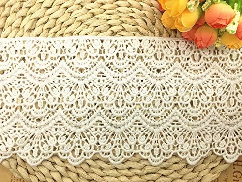 14CM Width Europe Long Pattern Inelastic Embroidery Lace Trim,Curtain Tablecloth Slipcover Bridal DIY Clothing/Accessories.(4 Yards in one Package) (White)