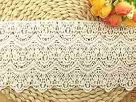 Stoffa Pizzo Tassel Europea 9cm - Bianco, 4 Iarde, Per Tende, Tovaglie, Abiti Sposa - Foto 5