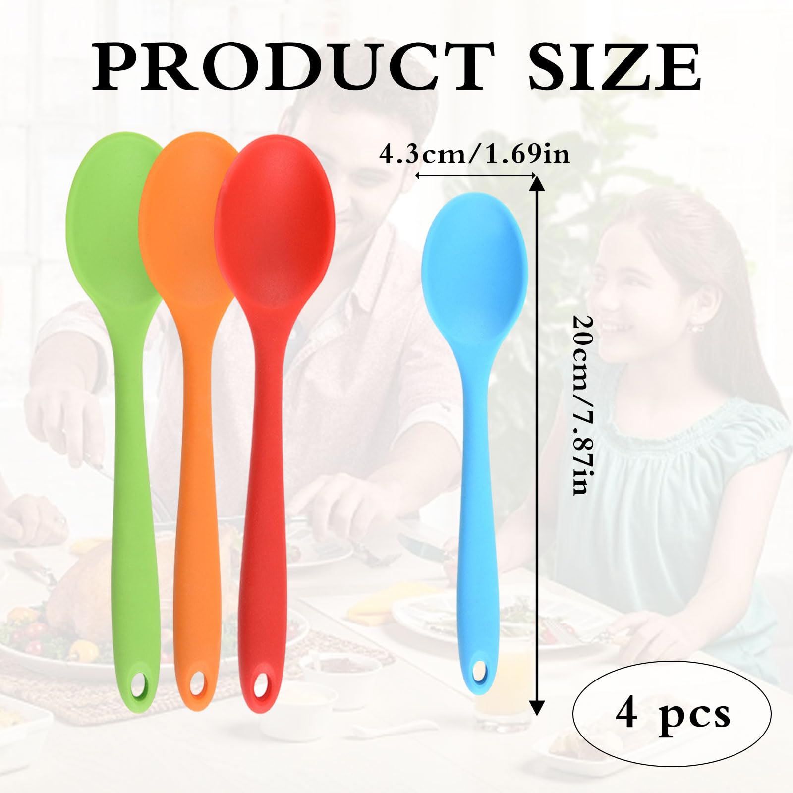 Lot De 4 Cuillères à Mélanger En Silicone Résistant à La Chaleur - Ustensile à Badigeonner - Cuillère Antiadhésive - 20,8 Cm - Cuillères Multicolores Pour Mélanger, Cuire, Servir, Mélanger Et Gratter