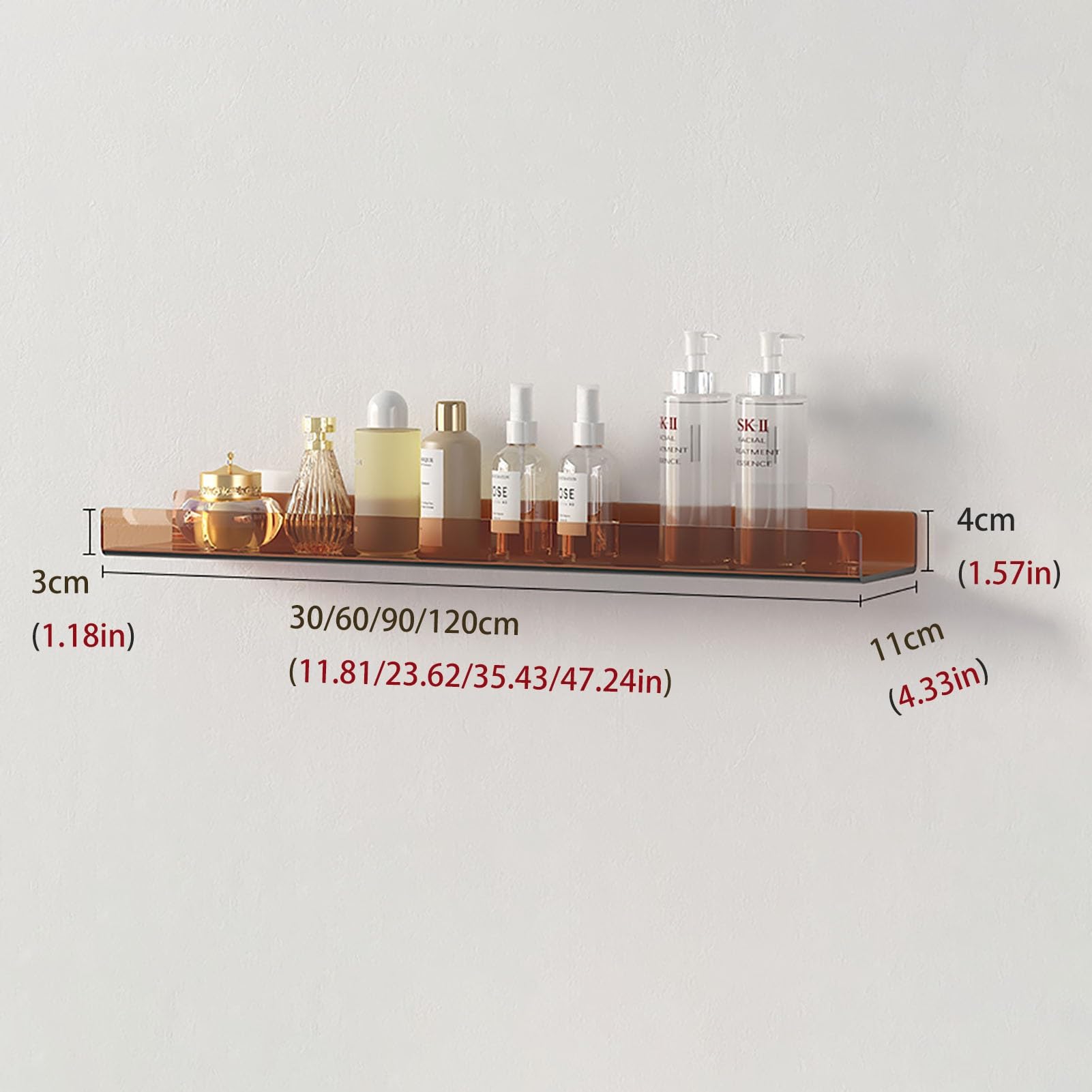 4 Mensole Trasparenti In Acrilico 305 Mm - Per Parete, Moderne E Resistenti - Foto 3