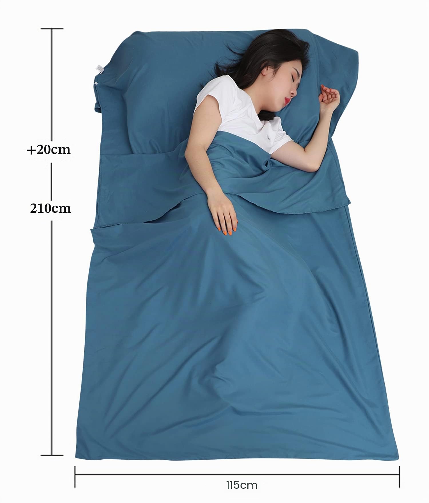 JITTY Hüttenschlafsack 210 x 115 cm,Schlafsack Inlett,Reiseschlafsack dünn leicht & kompakt,für Business, Camping, Rucksackreisen, Wandern, Bergsteigen, Zuhause, Hostels, Zug (Blau)