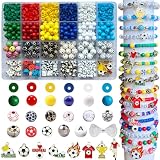 World Cup Soccer Bracelet Making Kit, 24 Grid DIY Football Theme Beads Set with Acrylic Beads, & Pendants, National Team Jewelry Craft Supplies for Argentina Brazil Germany Portugal Fan Bracelets Set