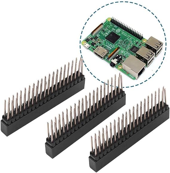 Female Pin Headers, 3 PCS 2.54MM Pitch Dual Row Straight 2 x 20 Pins Female Header Strip Connector Kit for Raspberry Pi
