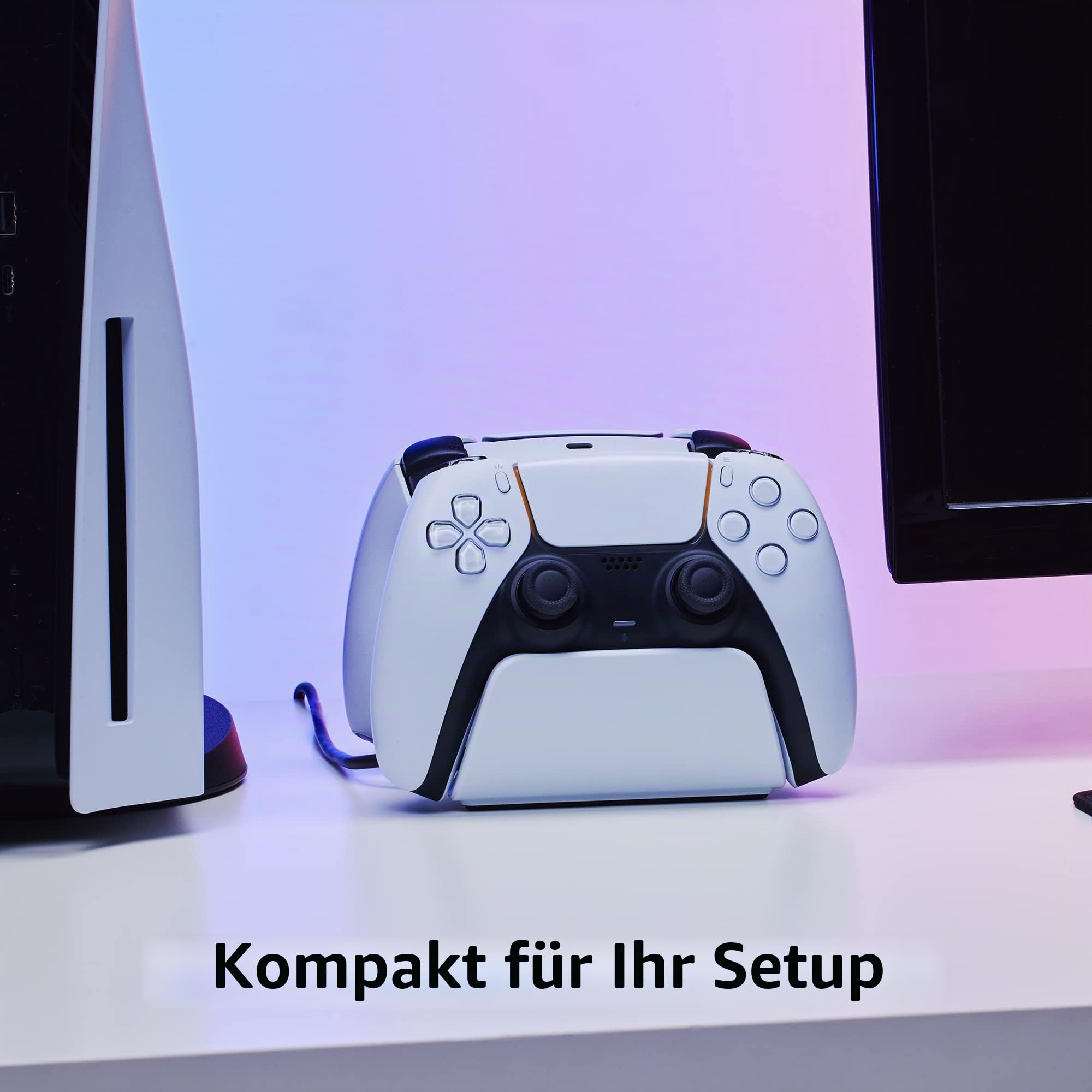 HyperX ChargePlay Duo - Ladestation für PlayStation 5 DualSense Wireless Controller, Beschwerte Basis und sicheres Docking, Kompaktes Design, USB-C Kabel im Lieferumfang enthalten