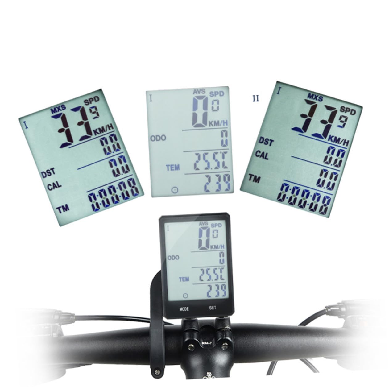 Tachimetro Bici Wireless Retroilluminazione per Bicicletta Nero | Display Inglese, Contachilometri e Guida, Batteria 2032, Uso Quotidiano e Salita