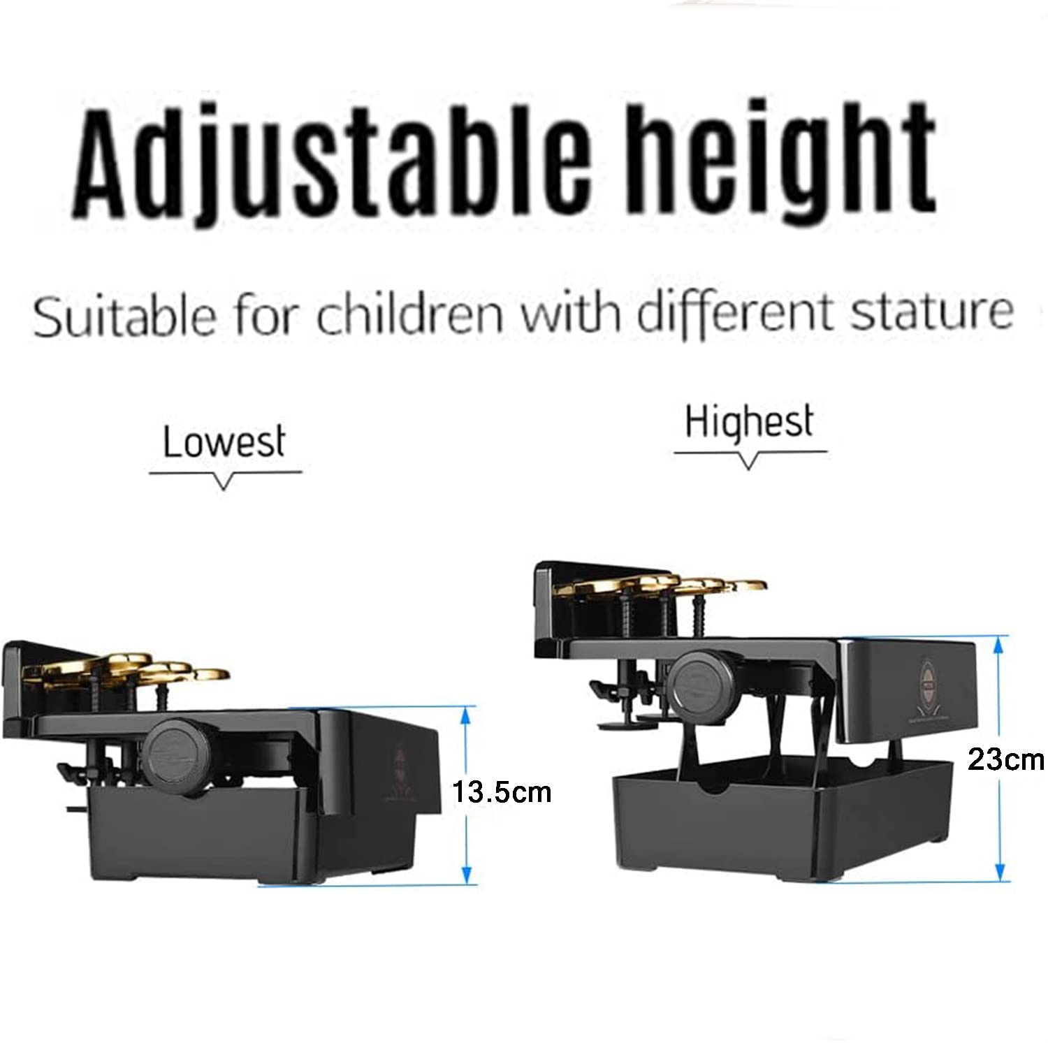 FAXIOAWA Extensiones de Pedal de Piano, Extensores de Pedal de Piano auxiliares, Banco de extensión de Pedal de Piano Ajustable, Altura Ajustable 13,5-23 cm, para Principiantes y niños,A