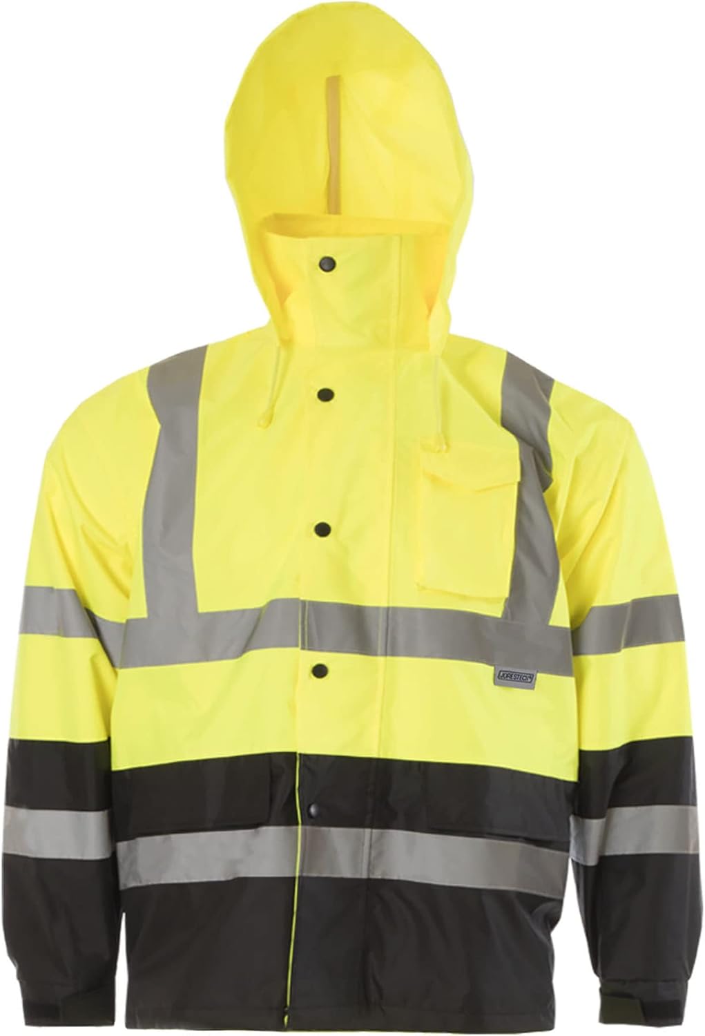 JORESTECH High Visibility Light Weight Waterproof Rain Jacket ANSI/ISEA 107-2015 Class 3 Level 2 Yellow/Black JK-03-YLBK (L)