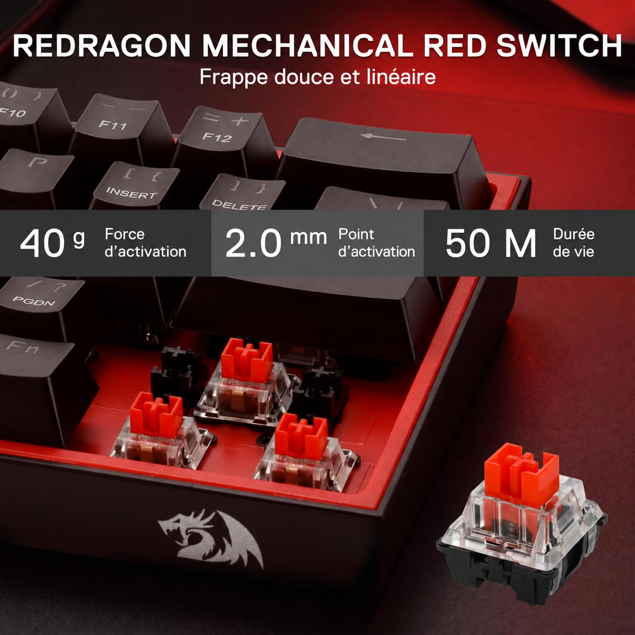 Redragon CB201 Combo Gaming Filaire 60% Compact AZERTY Française Hot-Swap Clavier mécanique 20 Modes RGB 5 Niveaux DPI jusqu'à 8000 DPI 11 Boutons programmables tir Rapide Logiciel Pro macros