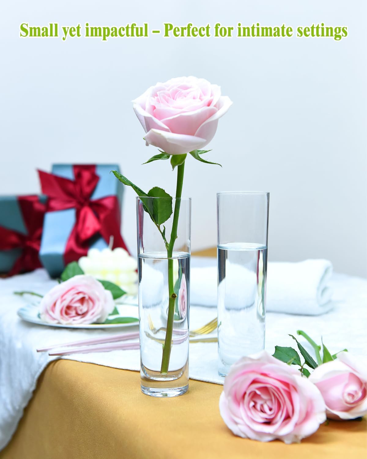 Glass Cylinder Bud Vases for Centerpieces – Set of 16 Handmade Clear Small Flower Vase 7.48 Inches Tall,Wedding Table Decor for Single Rose Vases Bulk,Small Vases Home Decor,Floreros,1 Brush - Image 6