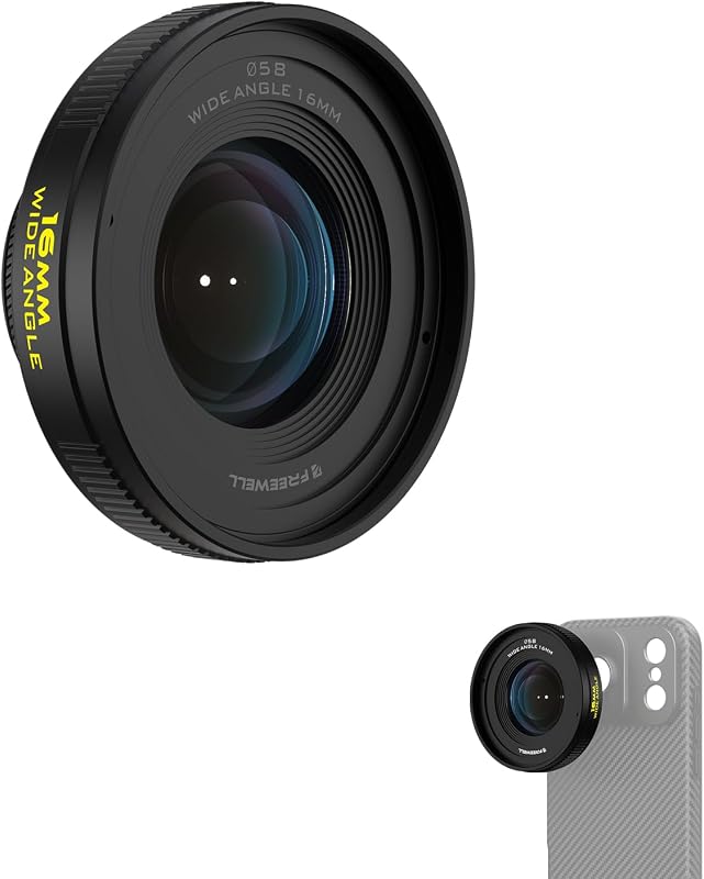 Freewell 16mm Wide Angle Lens for 17mm Mount Phone Case | 105° FOV, Close Focus 0.5m – Perfect for Landscapes, Architecture.