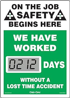 AccuformNMC Mini Digi-Day Battery Powered Electronic Safety Scoreboard SCL212, Tracks Days Without A Lost Time Accident, 14”L x 10”W x 1”D, Bright LCD Display, Made in USA