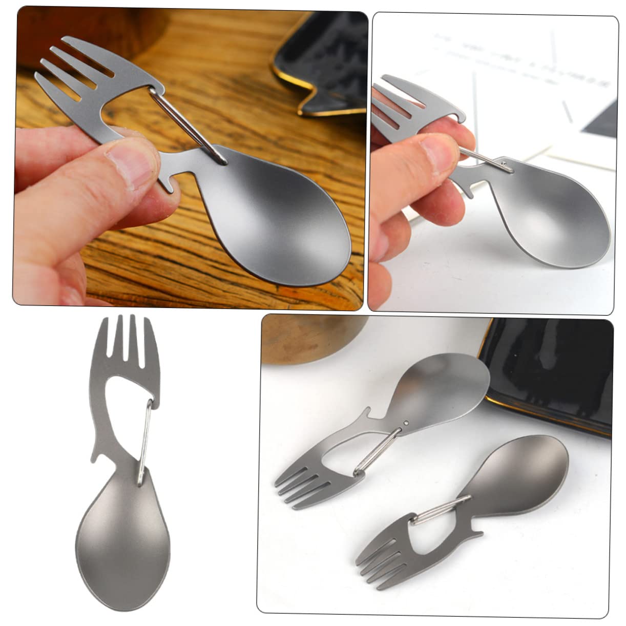 BESTonZON 5 Stück Multifunktionales Titangeschirr Rucksackreisen Utensil tragbar Besteck falten Camping-Spork Multifunktionale Campinggabel Multifunktions-Spork Spork Camping