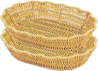 Vista 4 de Cestas de frutas Cesta de pan de mimbre, alimentos de mesa tejidos para servir frutas, verduras, cesta de servicio de restaurante