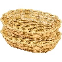 2Pack Fruit Baskets Wicker Bread Basket, Woven Tabletop Food Fruit Vegetables Serving, Restaurant Serving Basket,Shape Elliptical lace shape