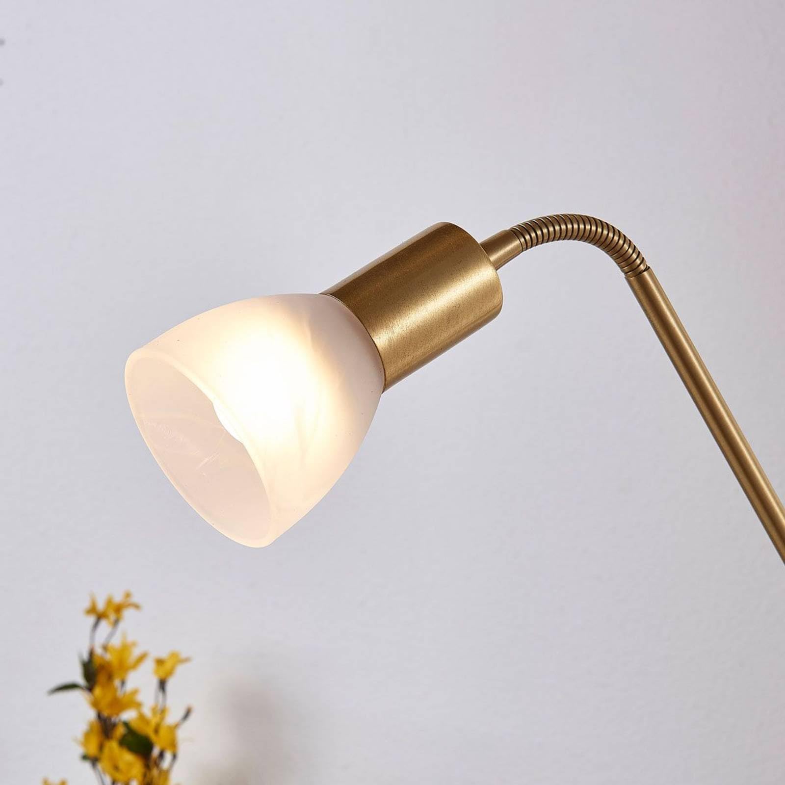 Lindby Stehlampe, Deckenfluter verstellbarer Lesearm Standleuchte Glas Metall 2x E27 max. 15W und 1x E14 10W ohne Leuchtmittel Standlampe