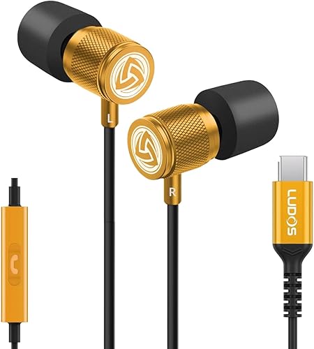 Miniatura 19 de LUDOS Auriculares con cable ultra para oídos, con 5 años de garantía, auriculares con micrófono, cancelación de ruido, con espuma de memoria para