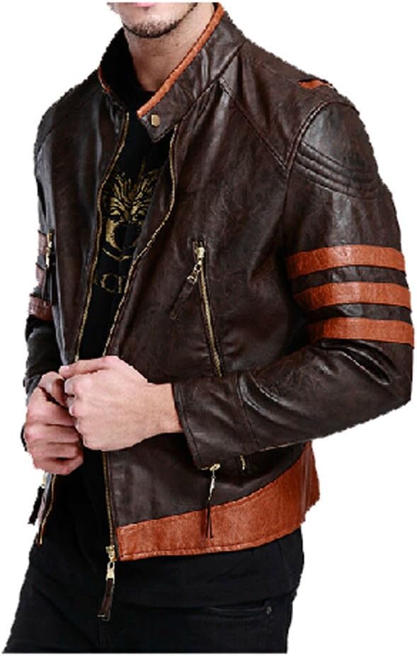 Koveinc Men's Xman Wolverine Leather Jacket-Male-XX-Large