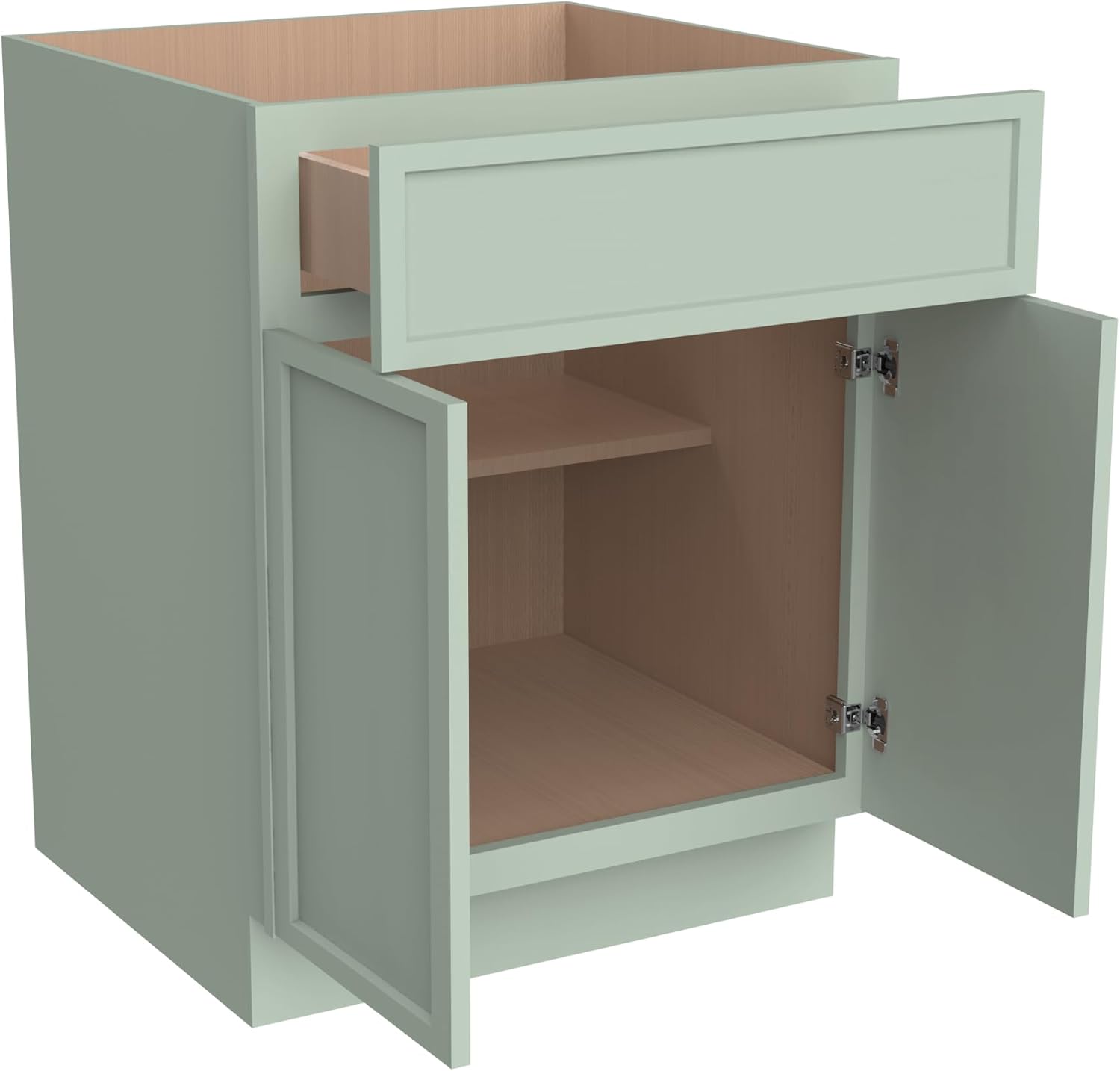 Newtown Style RTA cabinets Kitchen Solid Wood Base Cabinet with 1 Shelf, 2 Doors, and 1 Drawer(27" Width x 24" Depth x 34-1/2" Height)