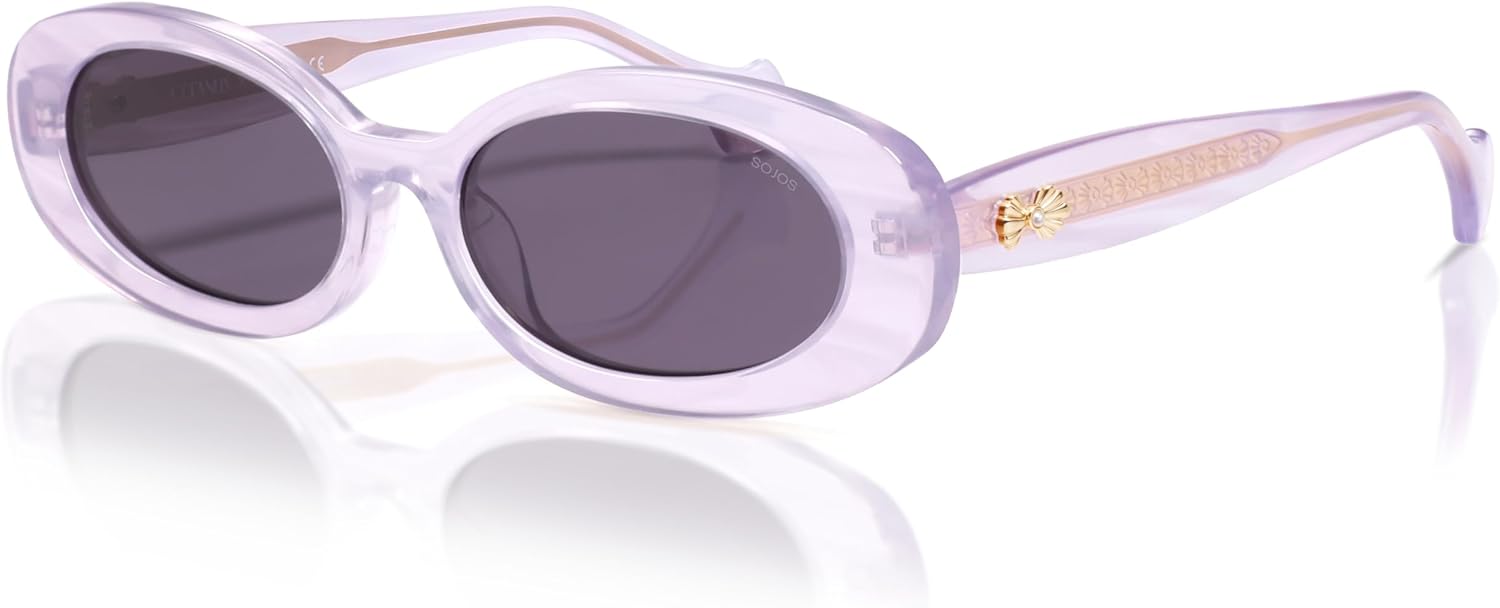 SOJOS Retro Oval Polarized Acetate Limited-Edition Sunglasses for Women Vintage Designer UV400 Protection, Veronica