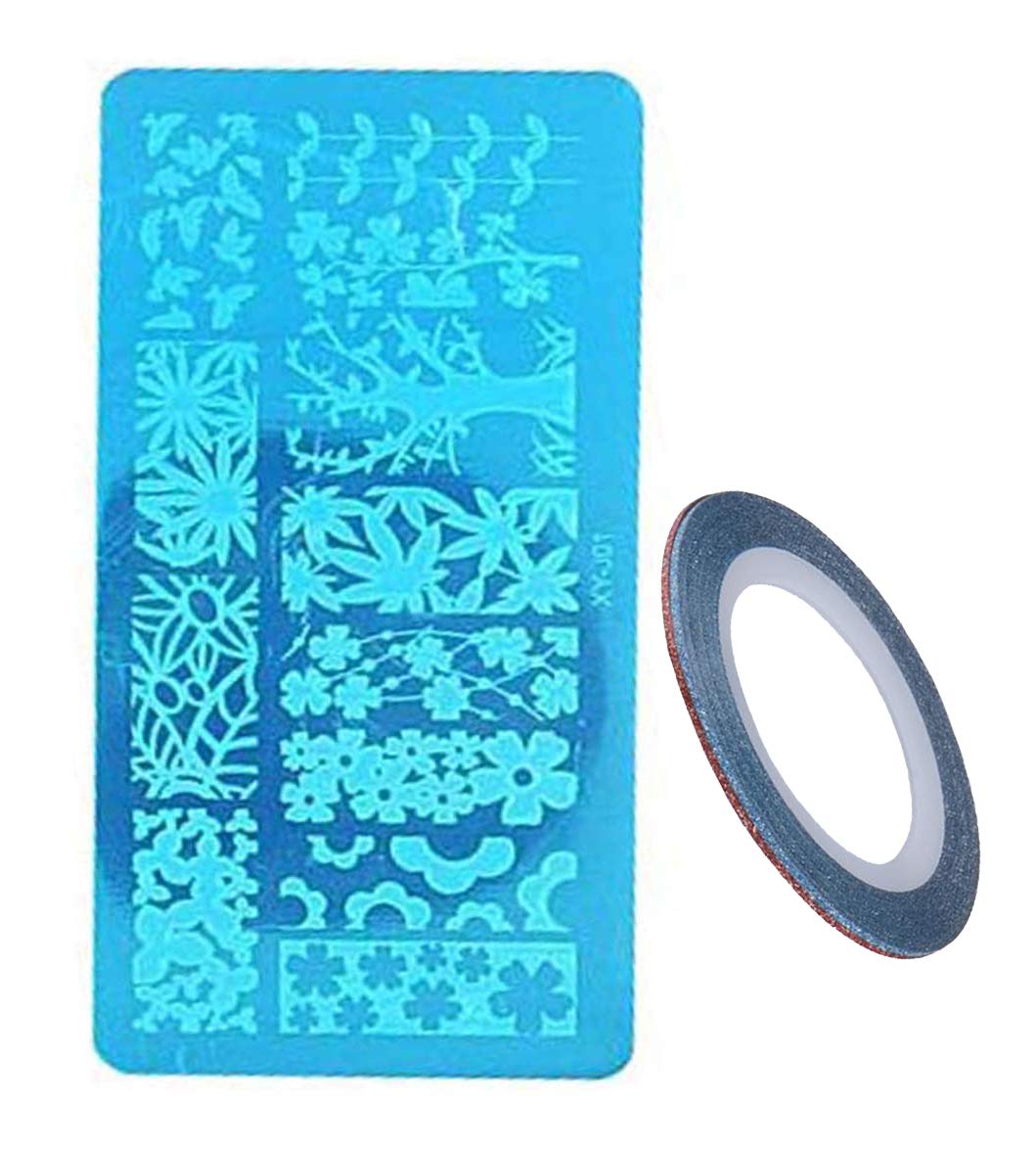 FOK Combo Of 1Pc Rectangular Nail Art Random Design Stamping Image Plate And 1 Pc French Manicure Nail Art Tip Sticker With 1 Pc Nail Art Tape-image-29