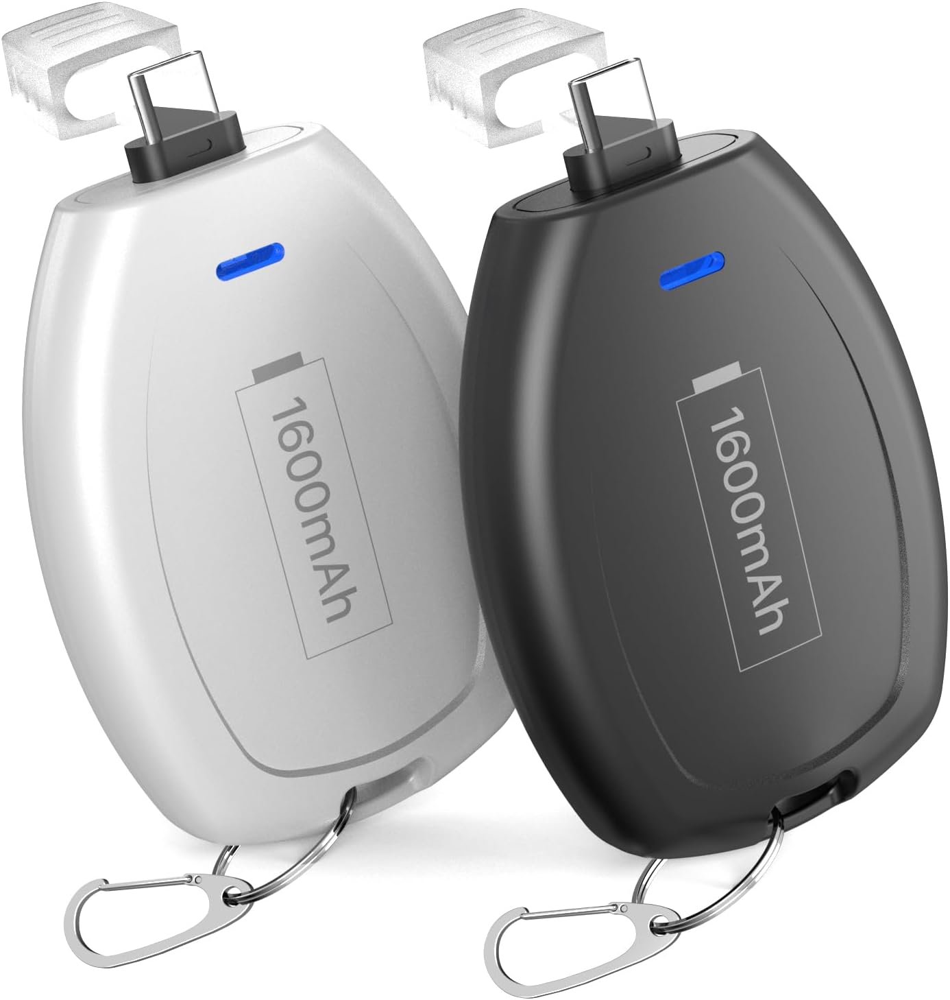 Keychain Portable Charger for Android, 2 Pack USB C 1600mAh