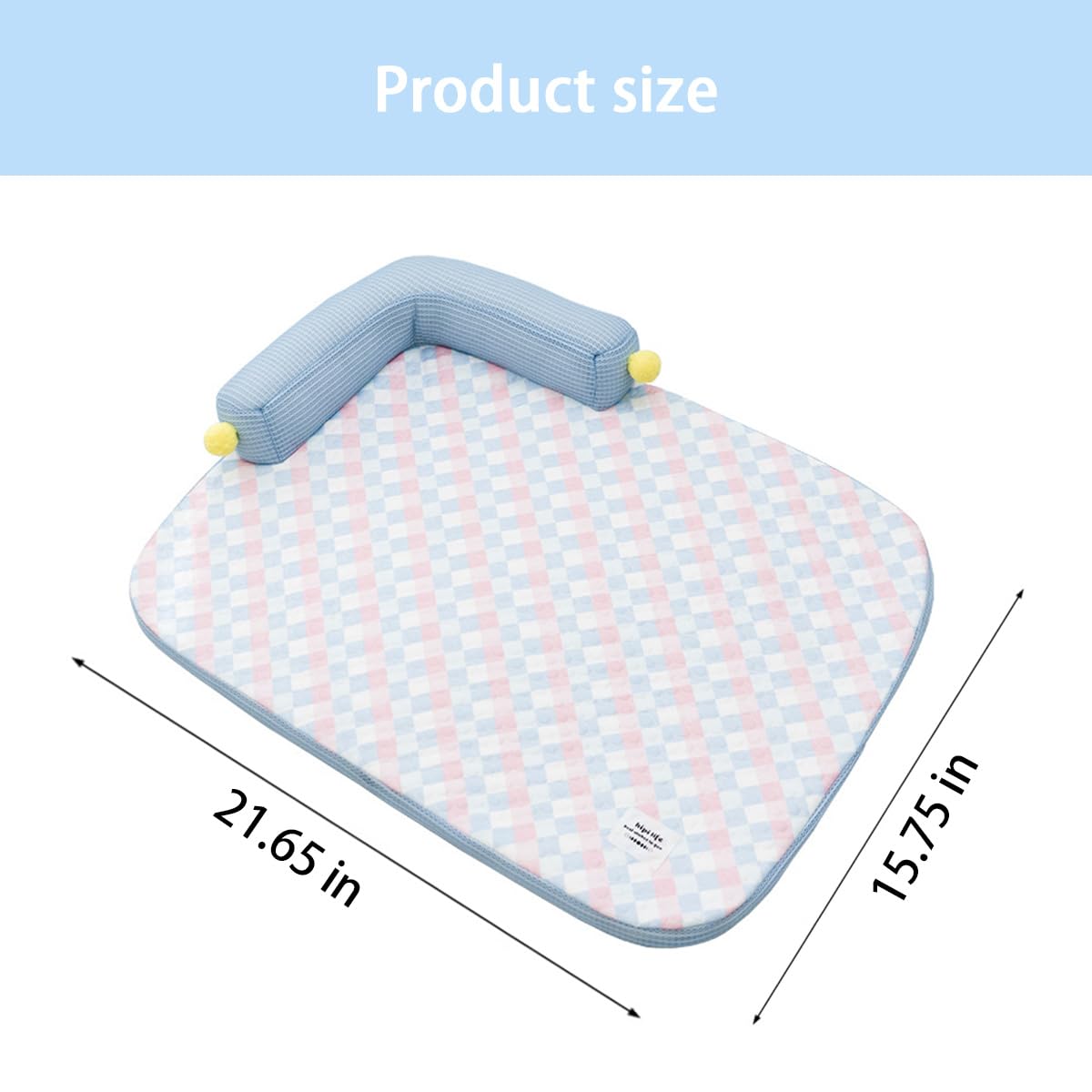 Cama refrescante para mascotas y alfombrilla para mascotas, 21 x 15 pulgadas, comodidad de verano con almohada suave en forma de L o gatitos y gatos para perros y gatos, manta de refrigeración