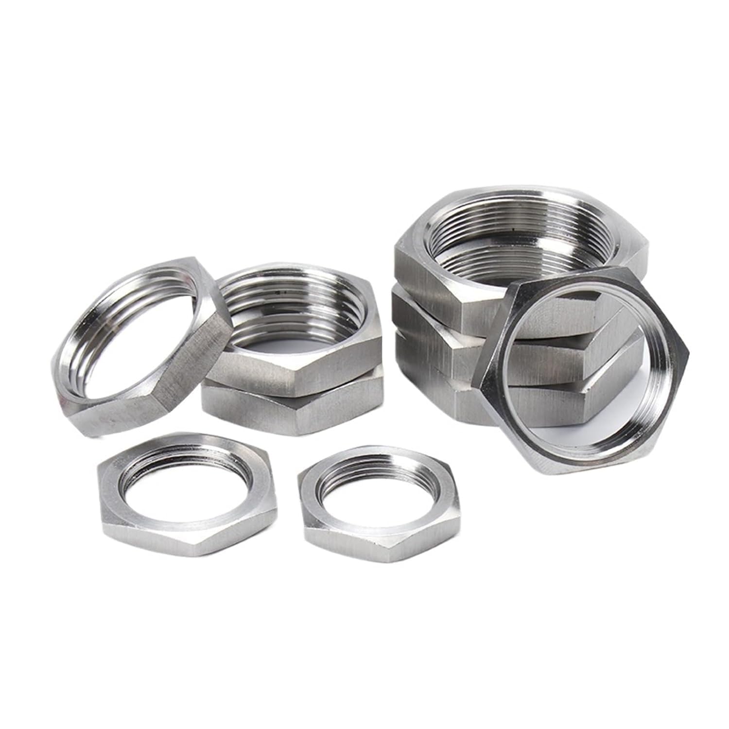 Tuerca, 10 Piezas, Rosca Hembra NPT de 1/4", Tuerca Seguridad Hexagonal, Accesorio for tubería Acero Inoxidable 304, Delgada