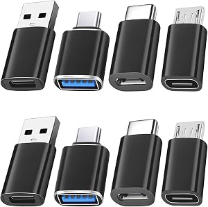 8 Pcs USB to USB C Adapter, USB Type C Female to USB 3.0 Adapter, Micro USB to USB C Female Male Converter Connector, for Laptop Car Smartphone Headphone Mic PC