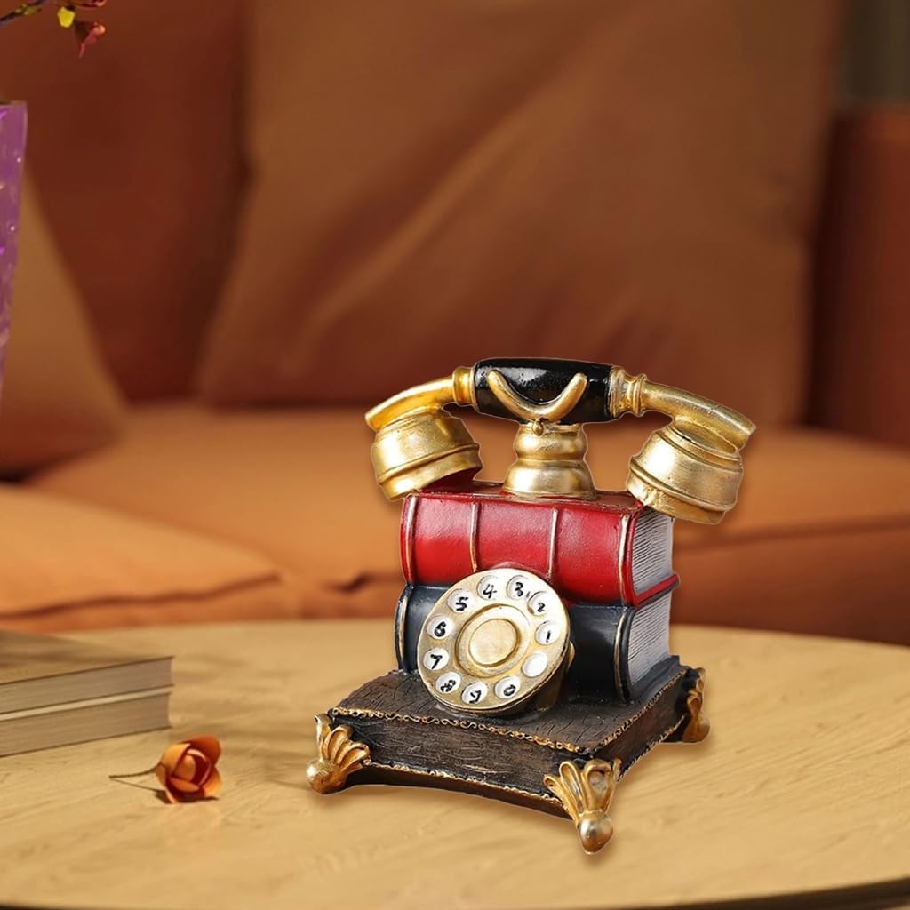 European Classical Rotary Dials Phone Model Collectible Miniature Decors Movie Props Vintage Landline Telephone Replicas