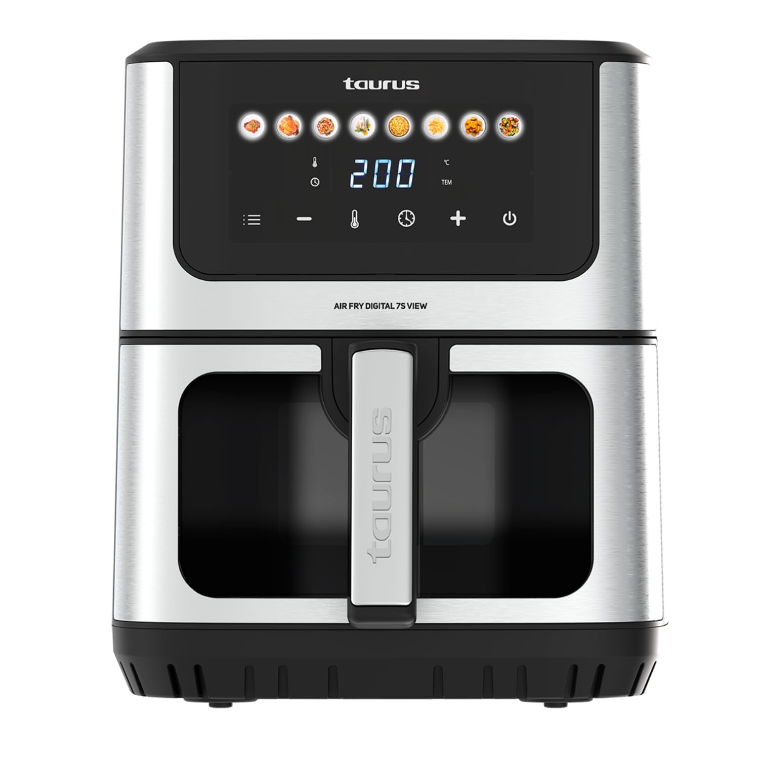 Taurus – Freidora aire Air Fry Digital 7S View | 1600W | 6,5L | 8 Programas | Pantalla táctil | Avisador Acústico | Cocción Uniforme | Libre BPA y PFOA | Asa toque frío | Recetario online