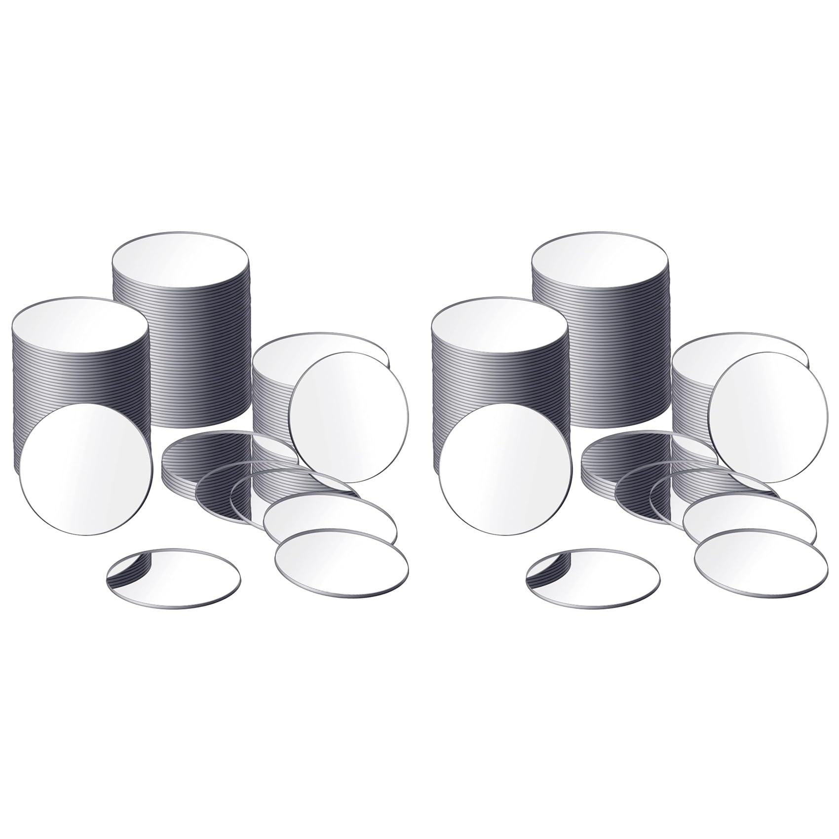 Hndhbfgrt 50 Pieces Acrylic Mini Size Round Mirror Adhesive Small Round Mirror Craft Mirror Tiles for Crafts (5 Inch in Diameter)
