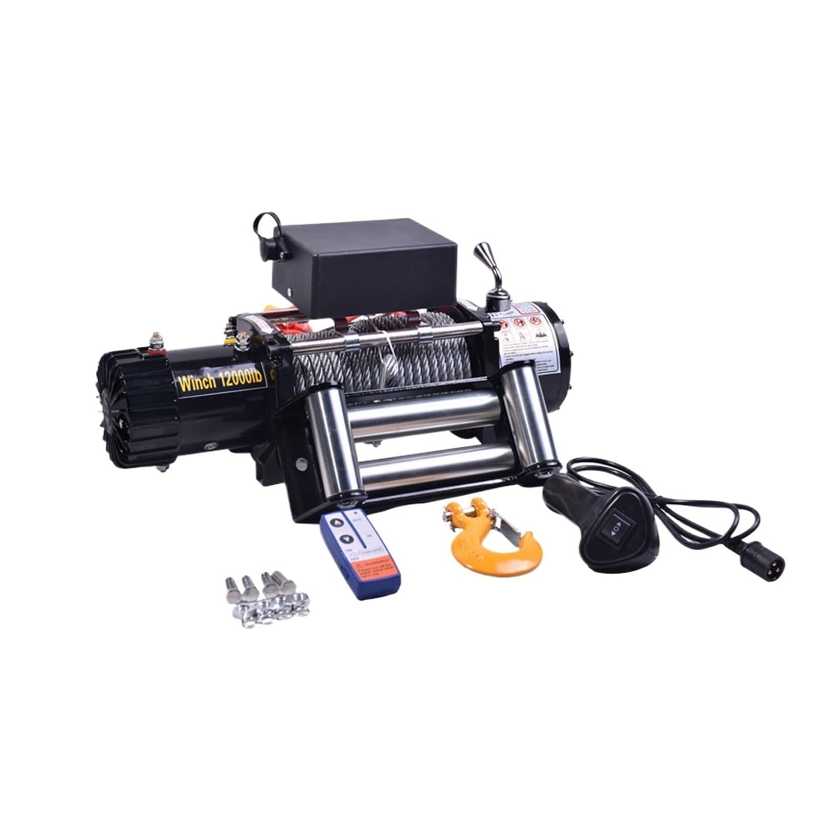 Verricello elettrico da 1360,8 kg, 24 V/12 V + corda sintetica da 10 m, controllo wireless, per recuperare barche, camion, rimorchi, fuoristrada, 24 V, cavo da 10 m