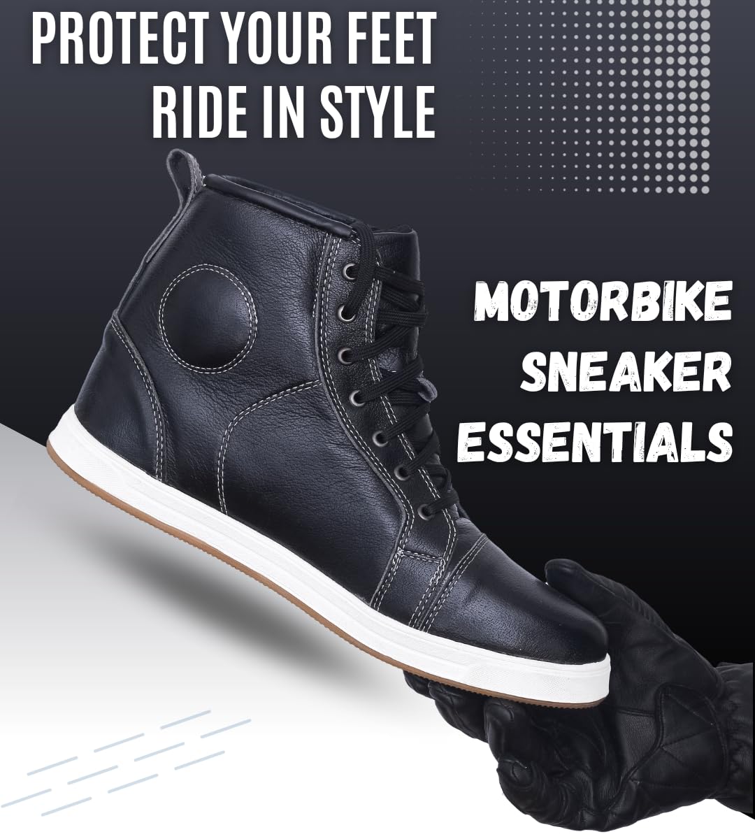 Bikers Gear Bottes de moto pour homme – Chaussures de moto imperméables en cuir avec techno Gi thermoplastique sur les orteils et les talons – Baskets urbaines avec support de cheville et semelle