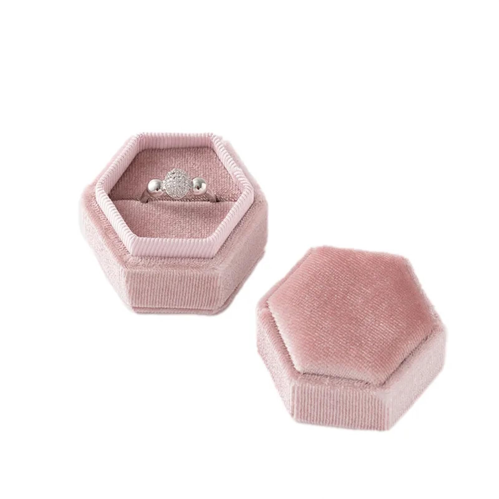 JFNKLFG Square Engagement Velvet Earring Ring Packaging Box Jewelry Organizer Valentine Day Case Display Storage for Proposal, Wedding(Purple pink)