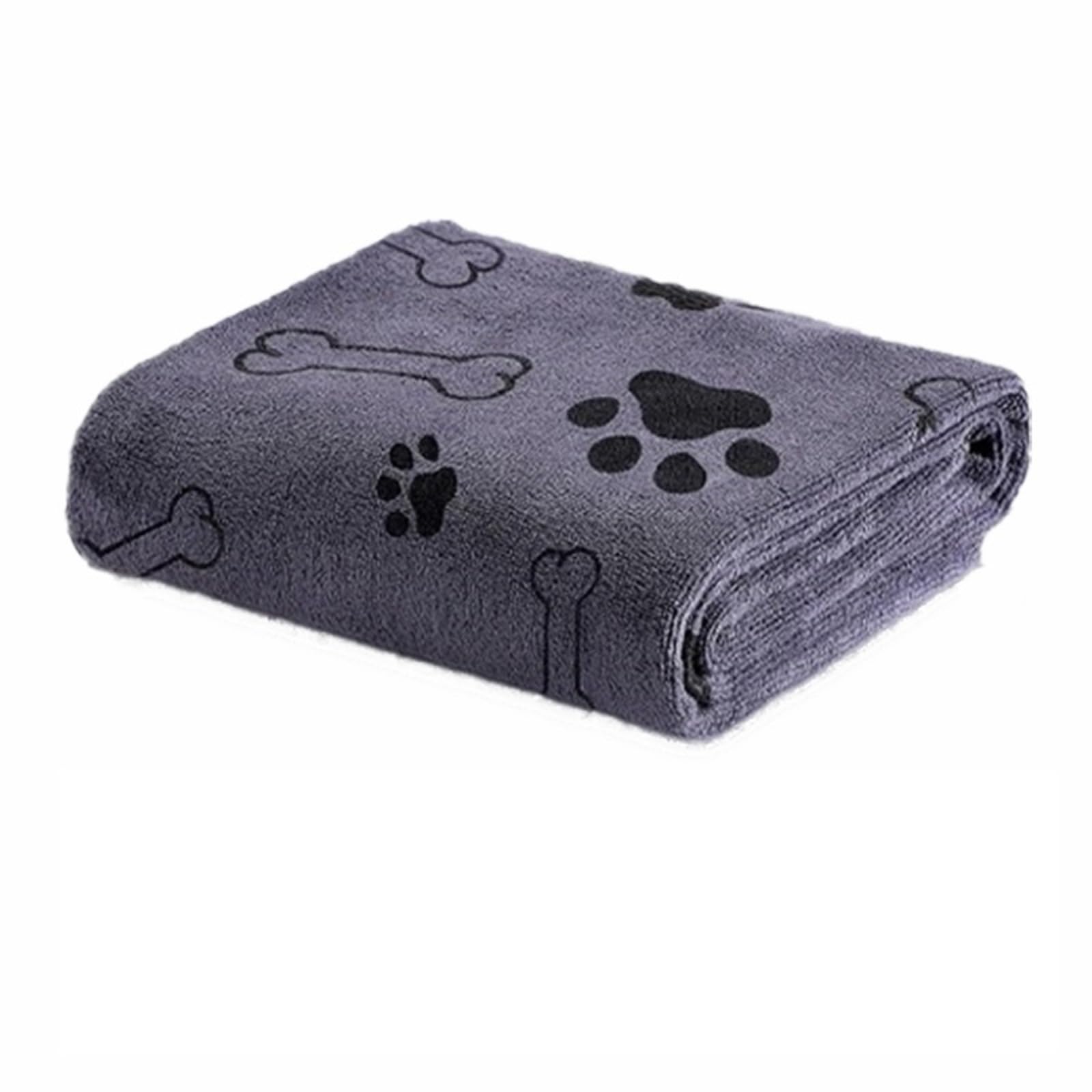 Hisprout Dog Towel,Super Soft Microfibre Dog Bath Towels,100 * 60cm Dog Paw Pattern Fast-Drying Blanket,Machine-Washing 1 Pack(Grey)