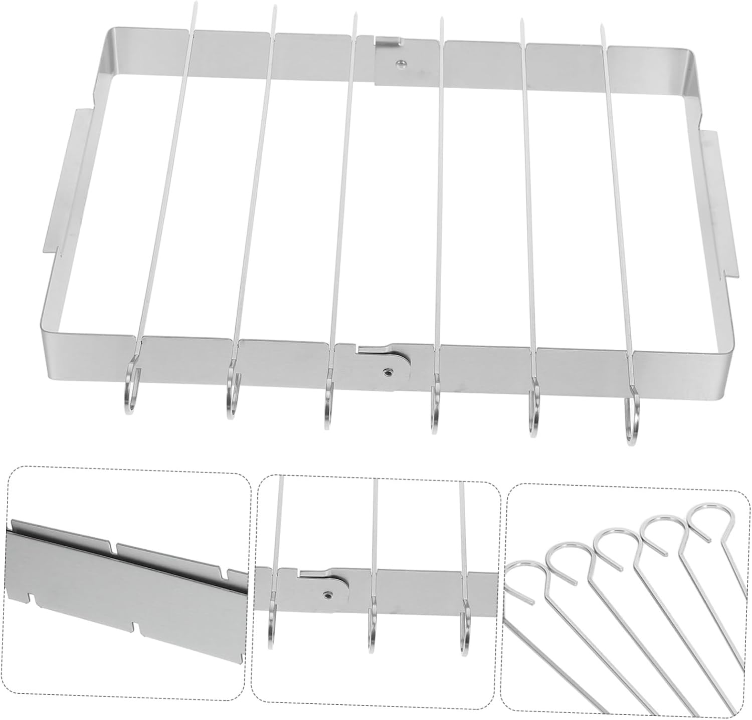 2 Set Bbq Skewer Rack Stainless Steel Barbecue Stand for Meat Vegetables Easy Assembly Grilling Accessory for Backyard Bbq Picnics Stable Design