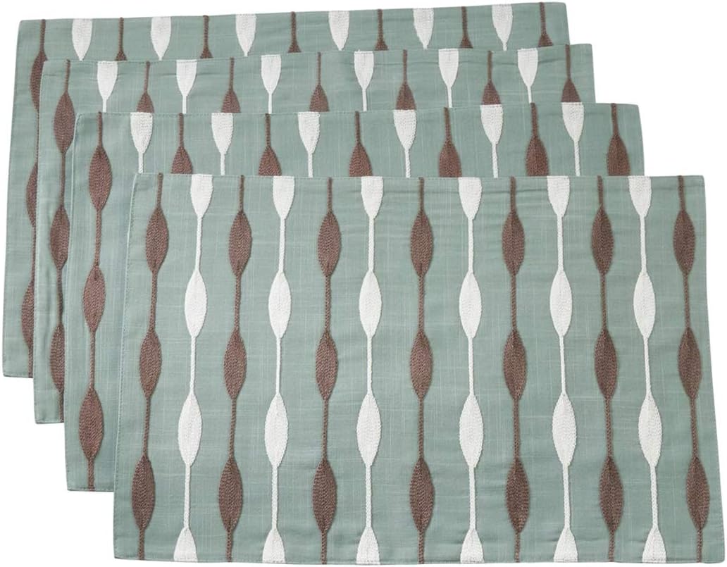 Fennco Styles Modern Embroidered Design Table Runner 16 x 70 Inch - Aqua Table Cover for Home, Dining Table, Banquet, Family Gathering and Special Occasion