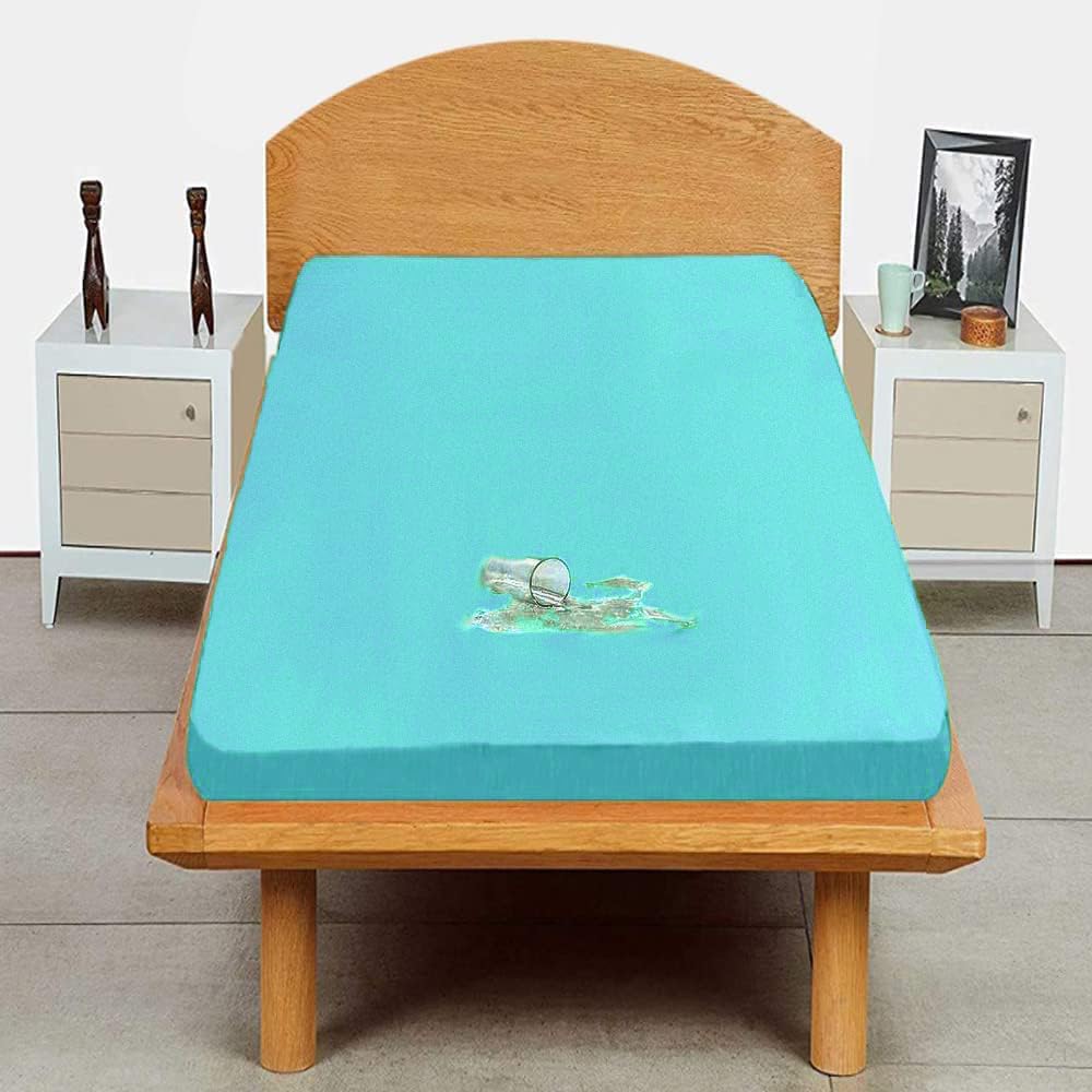 Trance Cotton Feel Terry Ultra Soft Waterproof Mattress Protector | Breathable - Hypoallergenic Mattresses Cover (72x36 inch | 6.5x3 feet,Turquoise - Pack of 1)