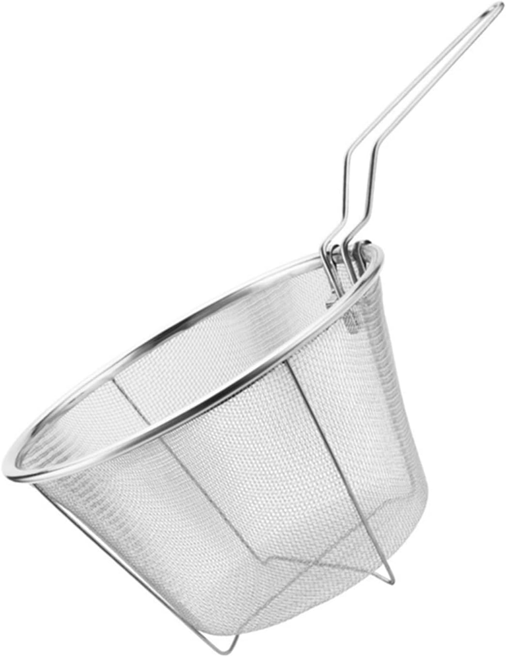 French Fry Chips Baskets 201 Stainless Steel Fry Serving Deep Round Fryer Wire Mesh Chip Frying Basket Strainer Basket with Handle Kitchen Cooking Tools (Color : 18cm)