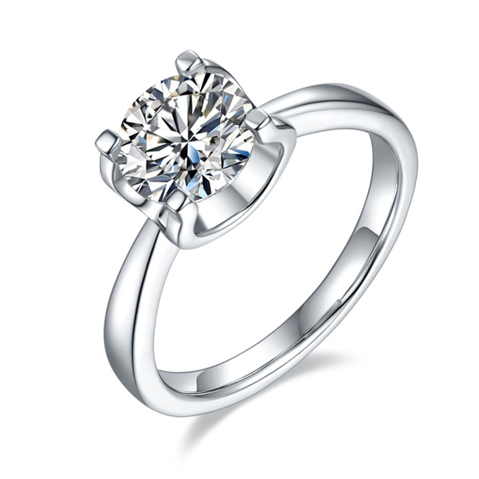 Anillos de boda de oro blanco, alianzas de oro auténtico, anillo de compromiso solitario con 1 ct Moissanite Bandring para mujer